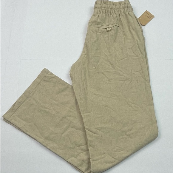 NWT poplooks draw string linen khaki pants - Picture 3 of 10
